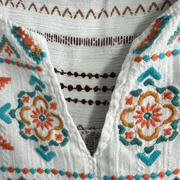 Savannah Jane Boho Bib Embroidery Blouse Ivory Mocha size 2X - Picture 9 of 10